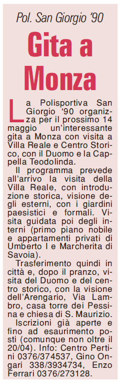 01 04 2017 gazzmn Pol. San Giorgio 90 Gita a Monza