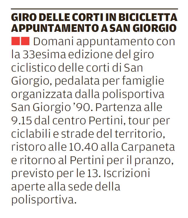 2018 04 24 gazzmn GIRO DELLE CORTI IN BICICLETTA APPUNTAMENTO A SAN GIORGIO